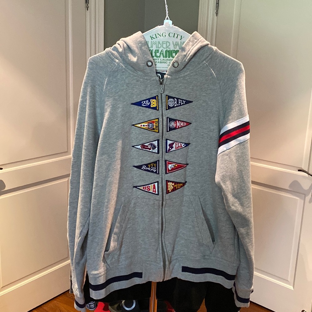 grey zip hoodie